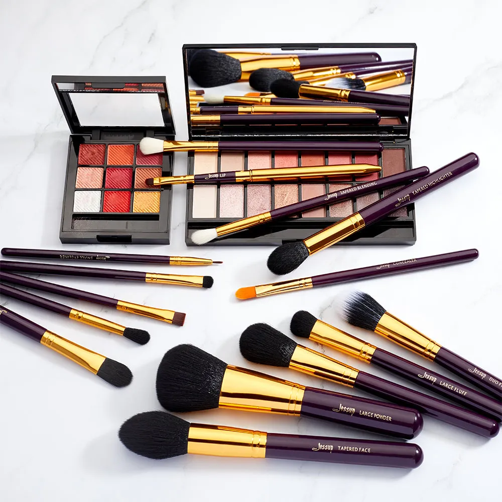 Essential Makeup Brush Set Purple 15 Pcs T095